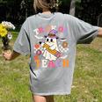 Retro Floral Ghost Trick Or Teach Groovy Teacher Halloween Women's Comfort Colors T-Shirt Back Print Grey