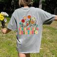 Retro Instructional Assistant Wildflowers Teacher Aide Women's Comfort Colors T-Shirt Back Print Grey