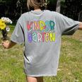 Retro Kindergarten Dream Team Back To School Teacher Kids Women's Comfort Colors T-Shirt Back Print Grey