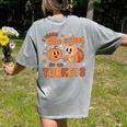 Retro I Teach The Cutest Turkey Thanksgiving Pumpkin Teacher Women's Comfort Colors T-Shirt Back Print Grey Retro I Teach The Cutest Turkey Thanksgiving Pumpkin Teacher Women's Comfort Colors T-Shirt Back Print Grey