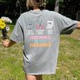 Rock Paper Scissors Teacher Librarian Nothing Beats Reading Women's Comfort Colors T-Shirt Back Print Grey