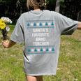 Santas Favorite Band Teacher Christmas Women's Comfort Colors T-Shirt Back Print Grey