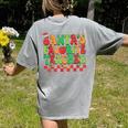 Santas Favorite Teacher Retro Groovy Christmas Xmas Women Women's Comfort Colors T-Shirt Back Print Grey Santas Favorite Teacher Retro Groovy Christmas Xmas Women Women's Comfort Colors T-Shirt Back Print Grey