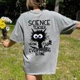 Science Teacher Appreciation Merch -Adults -Youth Grey Classic Fit Modern Science Theme Cartoon Women's Comfort Colors T-Shirt Back Print Grey