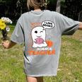 Science Teacher Cute Ghost Halloween Teacher Men Women Women's Comfort Colors T-Shirt Back Print Grey Science Teacher Cute Ghost Halloween Teacher Men Women Women's Comfort Colors T-Shirt Back Print Grey