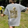 Skeleton Book Floral Skull Halloween Teacher Costume Women's Comfort Colors T-Shirt Back Print Grey Skeleton Book Floral Skull Halloween Teacher Costume Women's Comfort Colors T-Shirt Back Print Grey
