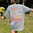 SPED Caffeinate Advocate Laminate Educate Teacher Facilitate For Men Women Women's Comfort Colors T-Shirt Back Print Grey