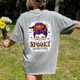 Spooky Paraprofessional Life Halloween Messy Bun Teacher For Men Women Women's Comfort Colors T-Shirt Back Print Grey