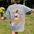 Spooky Teacher Halloween Cute Ghost Pumpkin Reading Women Women's Comfort Colors T-Shirt Back Print Grey Spooky Teacher Halloween Cute Ghost Pumpkin Reading Women Women's Comfort Colors T-Shirt Back Print Grey