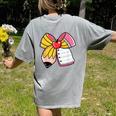 Student Teacher Coquette Bow Pencil Back To School First Day Women's Comfort Colors T-Shirt Back Print Grey