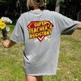 Super Teacher's Assistant Educational Superhero Women's Comfort Colors T-Shirt Back Print Grey