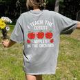 I Teach The Cutest Apples In The Orchard Cute Fall Teacher Women's Comfort Colors T-Shirt Back Print Grey I Teach The Cutest Apples In The Orchard Cute Fall Teacher Women's Comfort Colors T-Shirt Back Print Grey