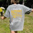 I Teach The Cutest Bees In The Beehive Teacher Women's Comfort Colors T-Shirt Back Print Grey