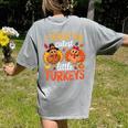 I Teach The Cutest Little Turkeys Teacher Thanksgiving Women's Comfort Colors T-Shirt Back Print Grey I Teach The Cutest Little Turkeys Teacher Thanksgiving Women's Comfort Colors T-Shirt Back Print Grey