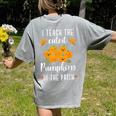 I Teach The Cutest Pumpkins In The Patch Halloween Teacher Women's Comfort Colors T-Shirt Back Print Grey I Teach The Cutest Pumpkins In The Patch Halloween Teacher Women's Comfort Colors T-Shirt Back Print Grey
