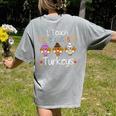 I Teach The Cutest Turkeys School Teachers Thanksgiving Women's Comfort Colors T-Shirt Back Print Grey
