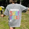 I Teach Future Superheroes Teacher Teaching Women's Comfort Colors T-Shirt Back Print Grey