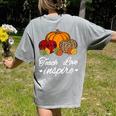 Teach Love Inspire Autumn Fall Plaid Leopard Pumpkin Teacher For Men Women Kids Women's Comfort Colors T-Shirt Back Print Grey