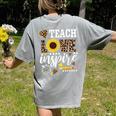 TEACH LOVE INSPIRE Teacher Sunflower Appreciation Women's Comfort Colors T-Shirt Back Print Grey TEACH LOVE INSPIRE Teacher Sunflower Appreciation Women's Comfort Colors T-Shirt Back Print Grey
