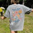 Teach Them Love Them Watch Them Grow Retro Teacher Floral Women's Comfort Colors T-Shirt Back Print Grey