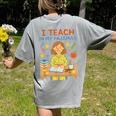I Teach In My Pajamas Crayon Home School Teacher PJs Women's Comfort Colors T-Shirt Back Print Grey