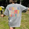 I Teach In My Pajamas Retro Groovy Teacher Humor Women's Comfort Colors T-Shirt Back Print Grey