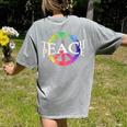 Teach Peace For Teachers And Educators Counselor Women's Comfort Colors T-Shirt Back Print Grey Teach Peace For Teachers And Educators Counselor Women's Comfort Colors T-Shirt Back Print Grey