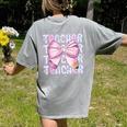 Teacher Bow Pencil Flowers Teacher Back To School Women's Comfort Colors T-Shirt Back Print Grey