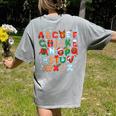 Teacher Christmas Alphabet Back To School Holiday Learning Women's Comfort Colors T-Shirt Back Print Grey Teacher Christmas Alphabet Back To School Holiday Learning Women's Comfort Colors T-Shirt Back Print Grey
