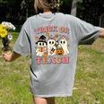 Teacher Halloween Trick Or Teach Cute Ghost Coffee Pumpkins Women's Comfort Colors T-Shirt Back Print Grey