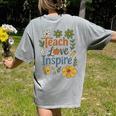 Teacher Inspire Love Women's Comfort Colors T-Shirt Back Print Grey
