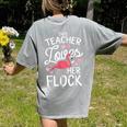 This Teacher Loves Her Flock Flamingo Teacher Class Women's Comfort Colors T-Shirt Back Print Grey This Teacher Loves Her Flock Flamingo Teacher Class Women's Comfort Colors T-Shirt Back Print Grey