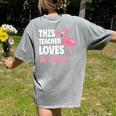 This Teacher Loves Her Flock Teaching Flamingo Girl Women's Comfort Colors T-Shirt Back Print Grey This Teacher Loves Her Flock Teaching Flamingo Girl Women's Comfort Colors T-Shirt Back Print Grey