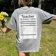 Teacher Nutrition Facts Teachers Nutritional Fact Women's Comfort Colors T-Shirt Back Print Grey Teacher Nutrition Facts Teachers Nutritional Fact Women's Comfort Colors T-Shirt Back Print Grey