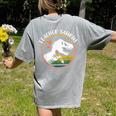 Teacher-Saurus Dinosaur Teacher Design T-Rex Design Women's Comfort Colors T-Shirt Back Print Grey