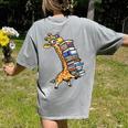 Teacher Shirt Giraffe Holding Books Bookworm Librarian Women's Comfort Colors T-Shirt Back Print Grey Teacher Shirt Giraffe Holding Books Bookworm Librarian Women's Comfort Colors T-Shirt Back Print Grey