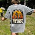 Teacher All Teachers Love Brains Halloween Women's Comfort Colors T-Shirt Back Print Grey Teacher All Teachers Love Brains Halloween Women's Comfort Colors T-Shirt Back Print Grey