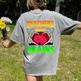 Teacher Teachers Love Brains Skeleton Hand Heart Halloween Women's Comfort Colors T-Shirt Back Print Grey Teacher Teachers Love Brains Skeleton Hand Heart Halloween Women's Comfort Colors T-Shirt Back Print Grey