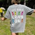 Teacher's Get Your Cray On Dabbing Crayons Women's Comfort Colors T-Shirt Back Print Grey Teacher's Get Your Cray On Dabbing Crayons Women's Comfort Colors T-Shirt Back Print Grey