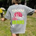 Teachers Love Brains Skeleton Halloween Teacher Funny Women's Comfort Colors T-Shirt Back Print Grey