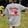 Teaching Is My Jam Cute Strawberry For Women Teachers Women's Comfort Colors T-Shirt Back Print Grey