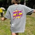 Teaching Is My Superpower Retro Comic Super Teacher Women's Comfort Colors T-Shirt Back Print Grey