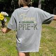 Team Pre-K Camo Pre-K Teacher Camouflage Women's Comfort Colors T-Shirt Back Print Grey Team Pre-K Camo Pre-K Teacher Camouflage Women's Comfort Colors T-Shirt Back Print Grey