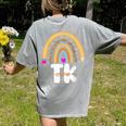 Team TK Transitional Kindergaten TK Crew Squad Teacher Kids Women's Comfort Colors T-Shirt Back Print Grey