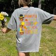 Thankful For My 4th Grade Turkey Thanksgiving Turkey Teacher Women's Comfort Colors T-Shirt Back Print Grey