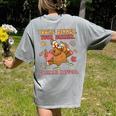 Thanksgiving Grammar Thankful English Teacher Fall Turkey Women's Comfort Colors T-Shirt Back Print Grey