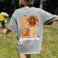 Thanksgiving Love Kindergarten Teacher Turkey Autumn Fall Women's Comfort Colors T-Shirt Back Print Grey Thanksgiving Love Kindergarten Teacher Turkey Autumn Fall Women's Comfort Colors T-Shirt Back Print Grey