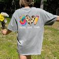 Tie Dye Hippie Peace Love Teach Teacher Appreciation Women's Comfort Colors T-Shirt Back Print Grey Tie Dye Hippie Peace Love Teach Teacher Appreciation Women's Comfort Colors T-Shirt Back Print Grey