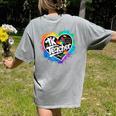 TK Teacher Transitional Kindergarten Heart Back To School Women's Comfort Colors T-Shirt Back Print Grey