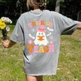 Trick Or Teach Cute Floral Ghost Teacher Halloween Costume Women's Comfort Colors T-Shirt Back Print Grey Trick Or Teach Cute Floral Ghost Teacher Halloween Costume Women's Comfort Colors T-Shirt Back Print Grey